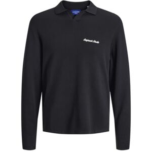 JACK & JONES Jornorrebro Light Knit Ls Polo Sn, svart, XXL JACK & JONES Jornorrebro Light Knit Ls Polo Sn, svart, XXL