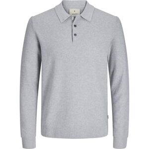 JACK & JONES JACK&JONES JPRBLUSANDRI stickad pikétröja LS, Ljusgrå melange, M JACK & JONES JACK&JONES JPRBLUSANDRI stickad pikétröja LS, Ljusgrå melange, M