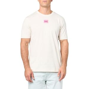 HUGO Ribbad herrtröja med rund hals med normal passform i mitten med logga, Whisper Cream, XXL HUGO Ribbad herrtröja med rund hals med normal passform i mitten med logga, Whisper Cream, XXL