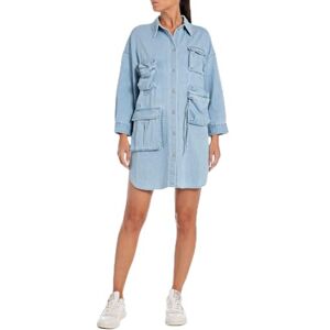 Replay kort denim klänning långärmad jeans, 010 ljusblå, S Replay kort denim klänning långärmad jeans, 010 ljusblå, S