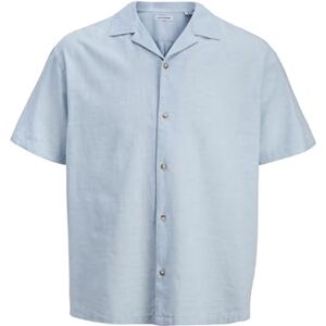 JACK & JONES Jjesummer Linen Blend Resort Shirt Ss Sn, Himmelsk blå, L JACK & JONES Jjesummer Linen Blend Resort Shirt Ss Sn, Himmelsk blå, L