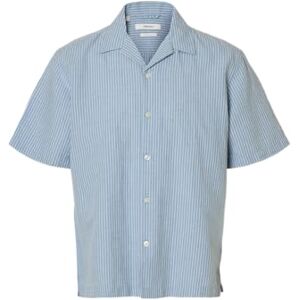 SELECTED MEN Slhrlxclay linenblend Ss Shirt Res Noos, Dammblå, XXL SELECTED MEN Slhrlxclay linenblend Ss Shirt Res Noos, Dammblå, XXL