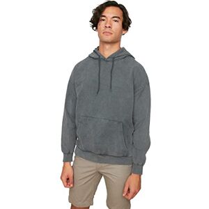 Trendyol Herr antracit oversize långärmad acid wash hooded tröja, XS Trendyol Herr antracit oversize långärmad acid wash hooded tröja, XS