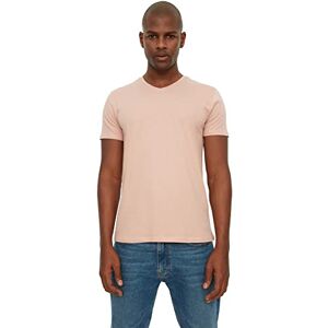 Trendyol Herr rosa basic slim fit 100% bomull v-ringad kortärmad t-shirt, rosa, liten Trendyol Herr rosa basic slim fit 100% bomull v-ringad kortärmad t-shirt, rosa, liten