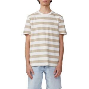QS T-shirt med rund hals och blockränder, Ljus beige, M QS T-shirt med rund hals och blockränder, Ljus beige, M