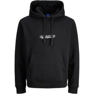 JACK & JONES Jorbleecker Minimal Sweat Hood, svart, XL JACK & JONES Jorbleecker Minimal Sweat Hood, svart, XL