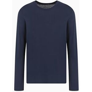Giorgio Armani Basic långärmad tröja med rund hals för män, Marinblått Xsp, M Giorgio Armani Basic långärmad tröja med rund hals för män, Marinblått Xsp, M