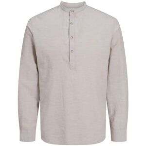 JACK & JONES Jjesummer Ls Sn T-shirt halvpläterad långärmad skjorta, servis, S herr, Porslin, S JACK & JONES Jjesummer Ls Sn T-shirt halvpläterad långärmad skjorta, servis, S herr, Porslin, S
