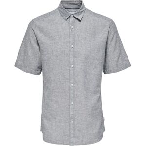 Only & Sons kortärmad skjorta linne för män, klänning blues, S Only & Sons kortärmad skjorta linne för män, klänning blues, S