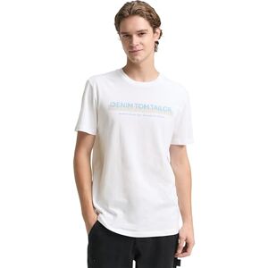 TOM TAILOR Denim herr slim fit T-shirt med logotyptryck av bomull, 20 000-vit, M TOM TAILOR Denim herr slim fit T-shirt med logotyptryck av bomull, 20 000-vit, M