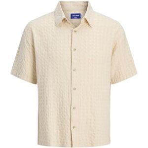 JACK & JONES Jordobby Check Shirt Ss, Antik vit, S JACK & JONES Jordobby Check Shirt Ss, Antik vit, S