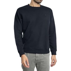 Replay herr basic sweatshirt rund hals, 067 Night Blue, L Replay herr basic sweatshirt rund hals, 067 Night Blue, L