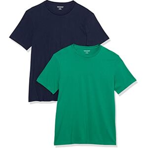 Amazon Essentials Herr Slim-Fit kortärmad T-shirt med rund hals, 2-pack, grön/marinblå, Medium Amazon Essentials Herr Slim-Fit kortärmad T-shirt med rund hals, 2-pack, grön/marinblå, Medium