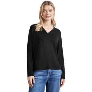 Street One Knit Look Jersey v-neck tröja, svart, 42 Street One Knit Look Jersey v-neck tröja, svart, 42