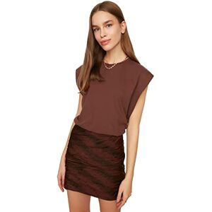 Trendyol Brun ärmlös basic stickad t-shirt, S Trendyol Brun ärmlös basic stickad t-shirt, S