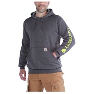 Carhartt herr Tröja med huva Loose Fit Midweight Logo Sleeve Graphic Sweatshirt, Antracit fläckig, XS Stor Carhartt herr Tröja med huva Loose Fit Midweight Logo Sleeve Graphic Sweatshirt, Antracit fläckig, XS Stor