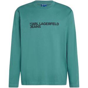 KARL LAGERFELD JEANS , Herr, Vanlig Långärm Essential Logo T-Shirt, Regular Fit, Blå, S KARL LAGERFELD JEANS , Herr, Vanlig Långärm Essential Logo T-Shirt, Regular Fit, Blå, S