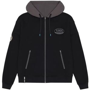 KIMOA Patch Racing jacka Sweatshirt med huva för män och kvinnor med dragkedja återvunnet tyg svart, svart, XXL KIMOA Patch Racing jacka Sweatshirt med huva för män och kvinnor med dragkedja återvunnet tyg svart, svart, XXL
