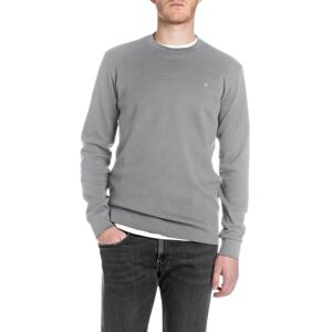 Replay Långärmad tröja för män av bomull, blygrå 093 (grå), XS, 093 Lead Grey, XS Replay Långärmad tröja för män av bomull, blygrå 093 (grå), XS, 093 Lead Grey, XS