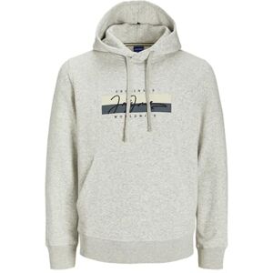 JACK & JONES Jorfrederiksberg Box Script Sweat Hood, Vit melange, S JACK & JONES Jorfrederiksberg Box Script Sweat Hood, Vit melange, S