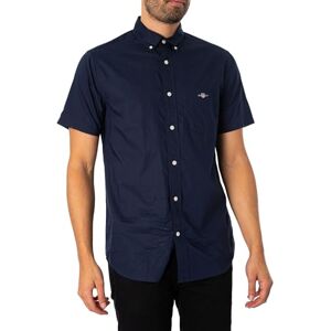 GANT Herr Chemise À Manches Courtes En Popeline Standard, Marine, M GANT Herr Chemise À Manches Courtes En Popeline Standard, Marine, M