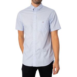 GANT Herr Chemise À Manches Courtes En Popeline Standard, Light Blue, L GANT Herr Chemise À Manches Courtes En Popeline Standard, Light Blue, L