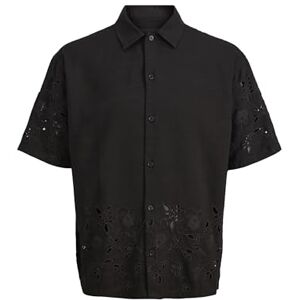 JACK & JONES Jprblajosh Broderie Anglaise S/S skjorta, Svart skönhet, XL JACK & JONES Jprblajosh Broderie Anglaise S/S skjorta, Svart skönhet, XL