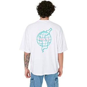 Trendyol Herr vit herr överdimensionerad cykelkrage tryckt t-shirt, vit, liten Trendyol Herr vit herr överdimensionerad cykelkrage tryckt t-shirt, vit, liten