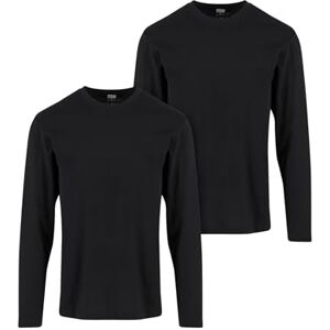 Urban Classics Långärmad herrskjorta basic långärmad 2-pack, dubbelpack basic långärmad skjorta för män, normal passform, bomull, Svart + svart, 5XL Urban Classics Långärmad herrskjorta basic långärmad 2-pack, dubbelpack basic långärmad skjorta för män, normal passform, bomull, Svart + svart, 5XL