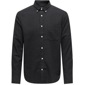 Only & Sons Herr Onsgudmund Slim Solid Noos 22027307 Skjorta, Svart, XS Only & Sons Herr Onsgudmund Slim Solid Noos 22027307 Skjorta, Svart, XS