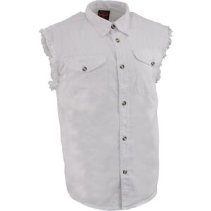 Milwaukee DM4006 vit lätt denimskjorta, ärmlös, sliten skärning, för män, storlek L Milwaukee DM4006 vit lätt denimskjorta, ärmlös, sliten skärning, för män, storlek L