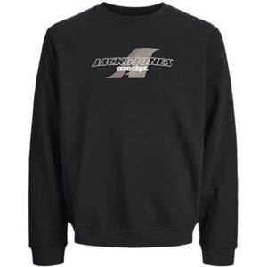 JACK & JONES Jcotier Print Sweat Crew Neck, svart, S JACK & JONES Jcotier Print Sweat Crew Neck, svart, S