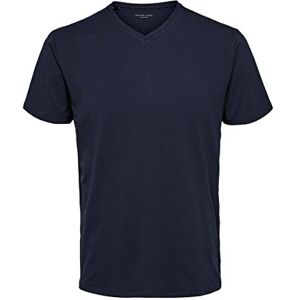 SELECTED HOMME Herr vald V-ringad T-shirt enfärgad basic kortärmad skjorta SLHNEWPIMA Stretch bomull, Blå (marinblå blazernavy blazer), S SELECTED HOMME Herr vald V-ringad T-shirt enfärgad basic kortärmad skjorta SLHNEWPIMA Stretch bomull, Blå (marinblå blazernavy blazer), S