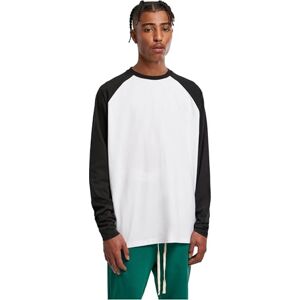 Urban Classics Organisk överdimensionerad raglan långärmad t-shirt för män, vit/svart, 4XL Urban Classics Organisk överdimensionerad raglan långärmad t-shirt för män, vit/svart, 4XL