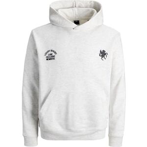 JACK & JONES Jcocrest Print Sweat Hood, Vit melange, XS JACK & JONES Jcocrest Print Sweat Hood, Vit melange, XS