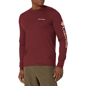 Columbia Långärmad fundamentals t-shirt för män, rik vin med tiki rosa, stor Columbia Långärmad fundamentals t-shirt för män, rik vin med tiki rosa, stor