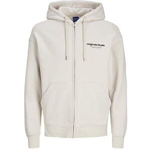 JACK & JONES Huvtröja för män med dragkedja, sweatshirt, Moonbeam, L JACK & JONES Huvtröja för män med dragkedja, sweatshirt, Moonbeam, L