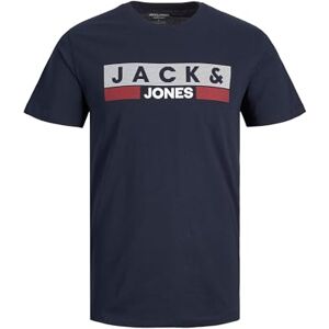JACK & JONES Herr Emblem T-shirt Storlek Plus Rundhals Kortärmad Överdimensionerad Shortsleeve JJECORP, Color:Dark blue-2, Size:6XL JACK & JONES Herr Emblem T-shirt Storlek Plus Rundhals Kortärmad Överdimensionerad Shortsleeve JJECORP, Color:Dark blue-2, Size:6XL