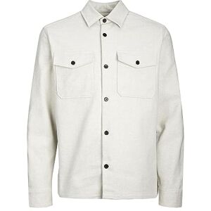 JACK & JONES Jprroy Solid Overshirt L/S Sn fritidströja, Vit melange/passform: bekväm passform, L JACK & JONES Jprroy Solid Overshirt L/S Sn fritidströja, Vit melange/passform: bekväm passform, L