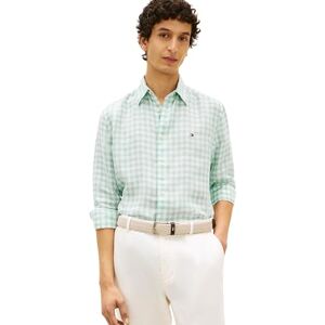 Tommy Hilfiger herr linne Essential Gingham Rf tröja MW0MW42401, grön, S Tommy Hilfiger herr linne Essential Gingham Rf tröja MW0MW42401, grön, S