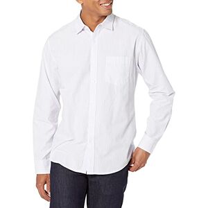 Amazon Essentials Men's Långärmad ledig poplinskjorta med normal passform, Lavendel Vit Vertikal rand, S Amazon Essentials Men's Långärmad ledig poplinskjorta med normal passform, Lavendel Vit Vertikal rand, S