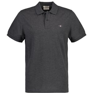 GANT Reg Shield Ss Pique pikétröja för män, Antracit Melange, 3XL GANT Reg Shield Ss Pique pikétröja för män, Antracit Melange, 3XL