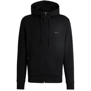 Boss Saggy huvjacka för män med dragkedja av stretchbomull med logotyptryck, Black1, 3XL Boss Saggy huvjacka för män med dragkedja av stretchbomull med logotyptryck, Black1, 3XL