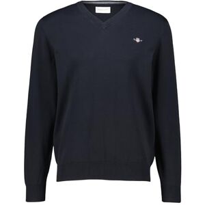 GANT Klassisk bomull V-hals tröja för män, svart, standard, svart, 3XL GANT Klassisk bomull V-hals tröja för män, svart, standard, svart, 3XL