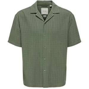 Only & Sons Onslatham Rlxss Resort Linen Struc Shi kortärmad skjorta, Dammig oliv, S Only & Sons Onslatham Rlxss Resort Linen Struc Shi kortärmad skjorta, Dammig oliv, S