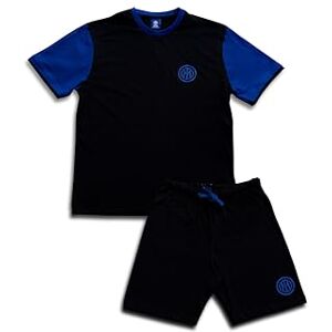 Inter Insats, herrpyjamas i bomull, kortärmad T-shirt och byxor, herrpyjamas lätt sommarbomull, 100% bomullsjersey, svart och blå, storlek XL, Svart och blå, XL Inter Insats, herrpyjamas i bomull, kortärmad T-shirt och byxor, herrpyjamas lätt sommarbomull, 100% bomullsjersey, svart och blå, storlek XL, Svart och blå, XL
