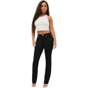 True Religion Dam Billie Mid Rise Straight Stretch Single Needle Stitching Jeans Byxa, Svart kroppssköljning, 32 True Religion Dam Billie Mid Rise Straight Stretch Single Needle Stitching Jeans Byxa, Svart kroppssköljning, 32