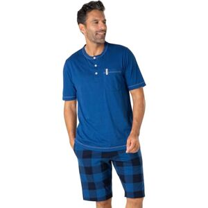 EMINENCE Kort pyjamas för män campare 100% kammad bomullsjersey kortärmad T-shirt T-hals + shorts med 2 fickor Oeko-TEX® Standard 100, Prussisk blå/marinblå, L EMINENCE Kort pyjamas för män campare 100% kammad bomullsjersey kortärmad T-shirt T-hals + shorts med 2 fickor Oeko-TEX® Standard 100, Prussisk blå/marinblå, L