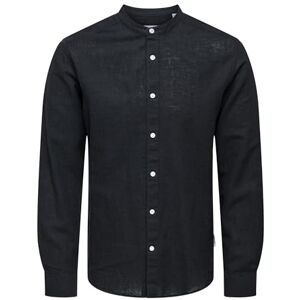 Only & Sons Herrar Onscaiden Ls Solid Linen Mao Shirt Noos skjorta, svart, M Only & Sons Herrar Onscaiden Ls Solid Linen Mao Shirt Noos skjorta, svart, M
