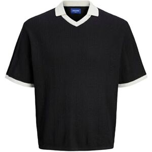 JACK & JONES Jorgramercy Knit Ss retro polo, svart, XL JACK & JONES Jorgramercy Knit Ss retro polo, svart, XL